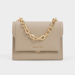 Charles & Keith Brennan Chain Handle Crossbody Bag - Taupe